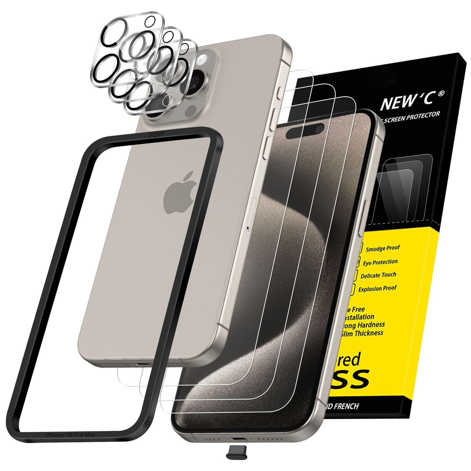 NEU'C 3x für iPhone 15 Pro Max Panzerglas (6,7 Zoll)