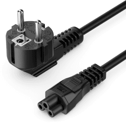 🔌 deleyCON 5m Netzkabel Stromkabel Schutzkontakt Stecker Typ F (CEE 7/4) 90° Gewinkelt auf IEC C5 Buchse 2,5 Ampere Kleeblattkupplung TV Monitor Bildschirm Laptop Notebook Netzteil - Schwarz 5 M Schwarz 🔌
