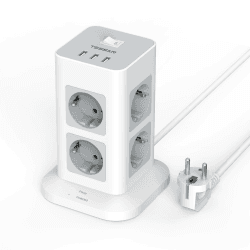 TESSAN Mehrfachsteckdose Überspannungsschutz 3600W 16A 🌟 8 Fach Steckdosenleiste USB Mehrfachstecker 🚀
