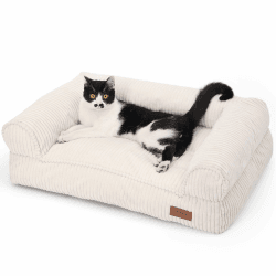 🐱 FUKUMARU Katzensofa Bett, Corduroy Gemütliches Katzenbett für drinnen 🐶