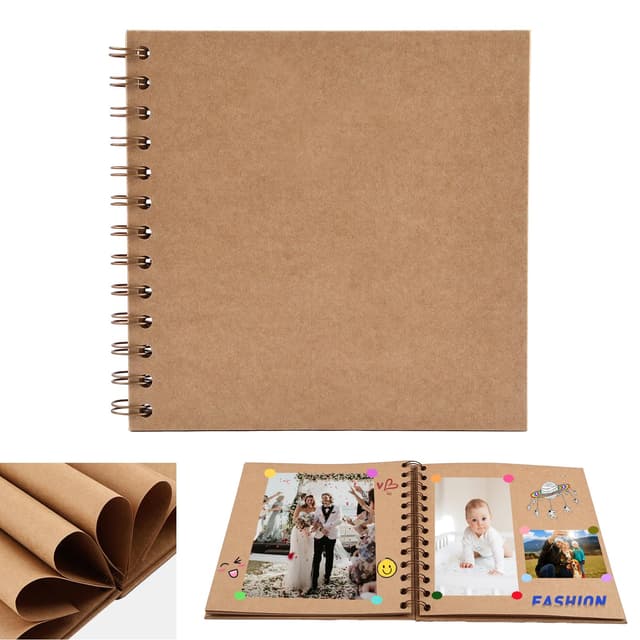 📸 Kleines Fotoalbum zum Selbstgestalten, 17x17cm Scrapbook 20 Blätter (40 Seiten) - Braun