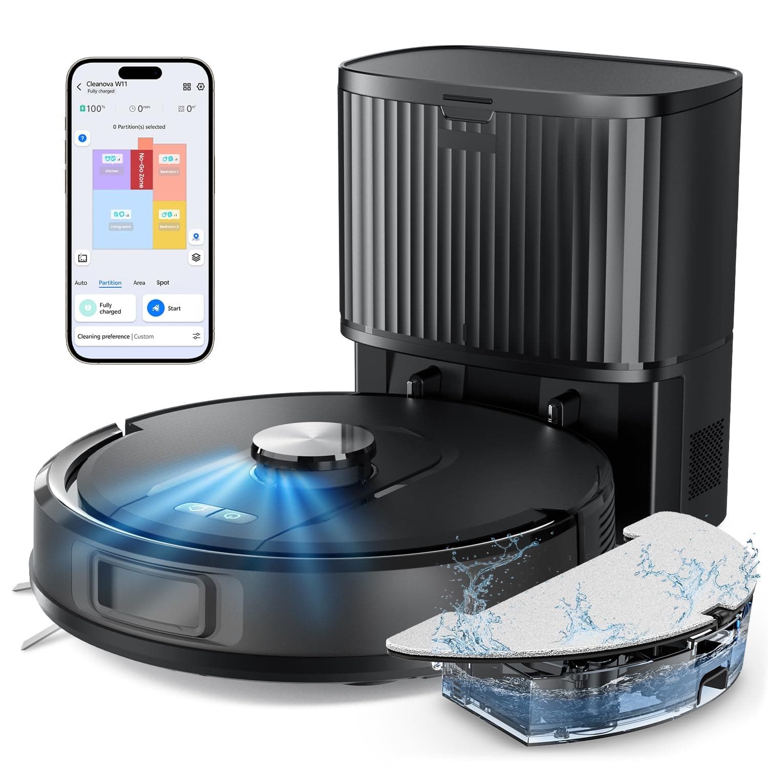 Vexilar W11 Staubsauger Roboter mit Wischfunktion - Saugroboter mit Absaugstation
