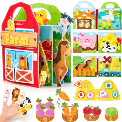 🚜🐔 Hahaland Busy Board ab 1 Jahr, 3D Filz Bauernhof Quiet Book ab 1 Jahr - Montessori Spielzeug 🧩🎨