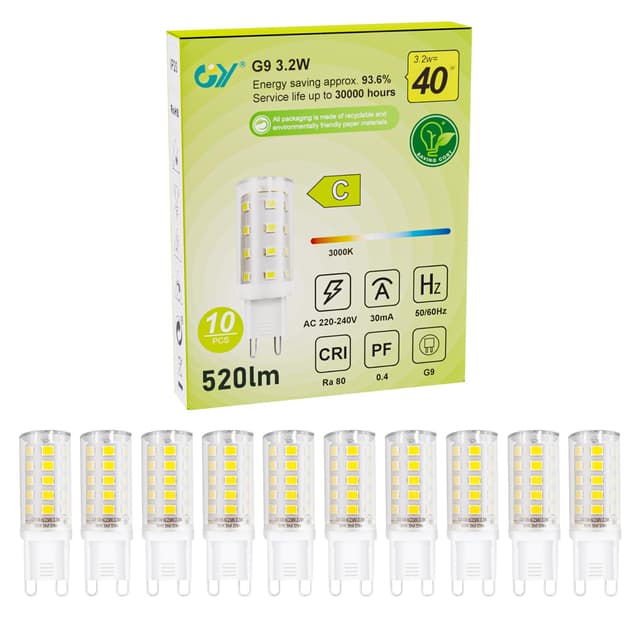 10er G9 LED Lampe Warmweiß 3000K - 10 Stück