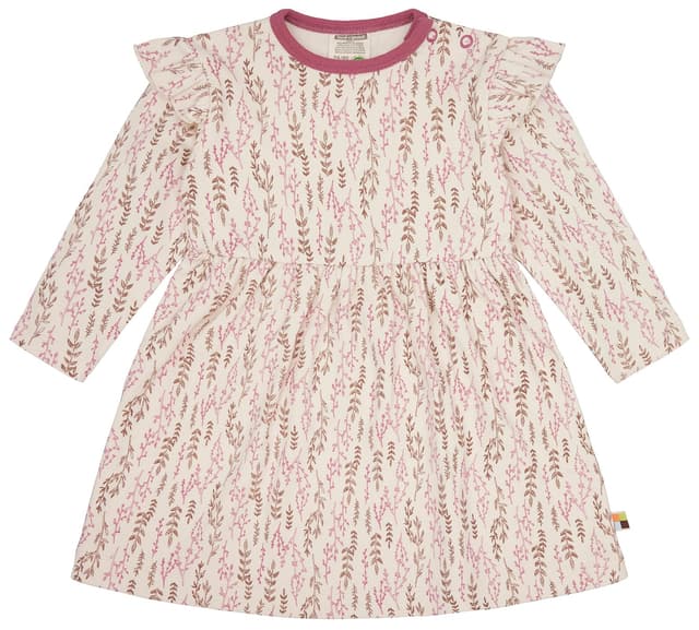 🌟 Super Angebot! loud + proud Mädchen Interlock mit Druck, GOTS Zertifiziert Kinderkleid 74-80 Rot