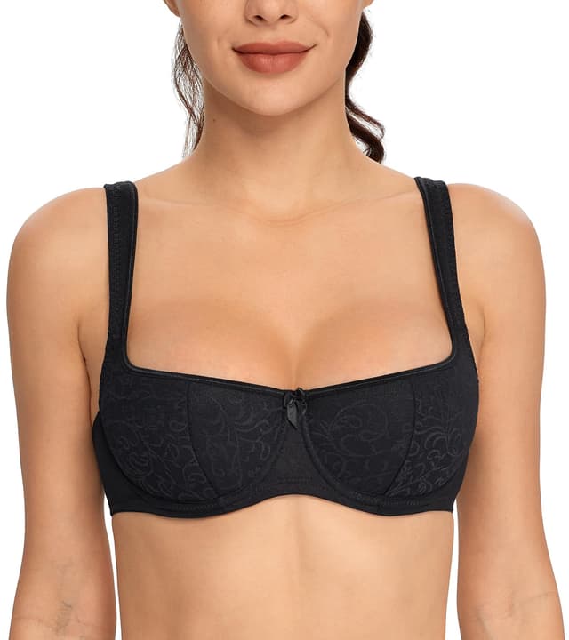 🌟 Angebot: Lemorosy Damen Dirndl BH mit Bügel Balconette BH 80B Schwarz