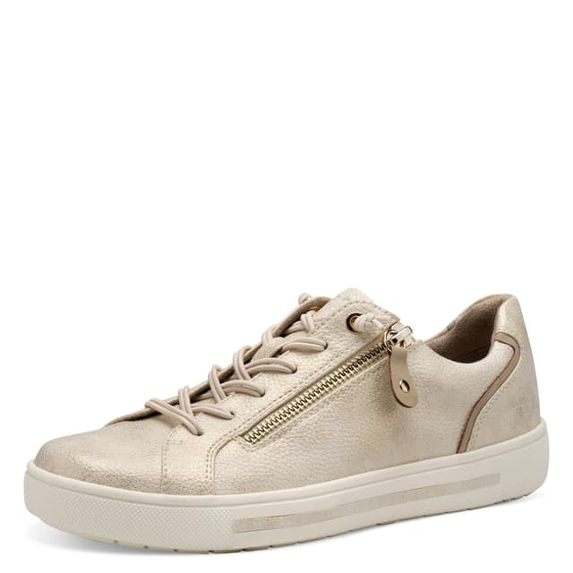 👟 Jana Damen Sneaker flach mit Reißverschluss Vegan 38 EU Cloudy Gold Angebot