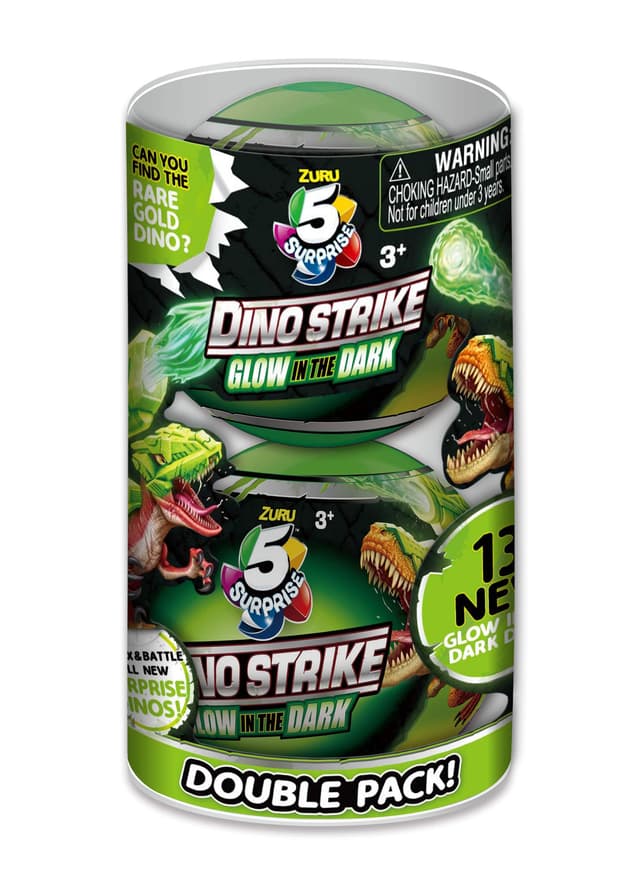 🦕🌟 5 Überraschung Dino Strike Glow in the Dark Dinosaurier Kapseln 2er-Pack von ZURU Series 2