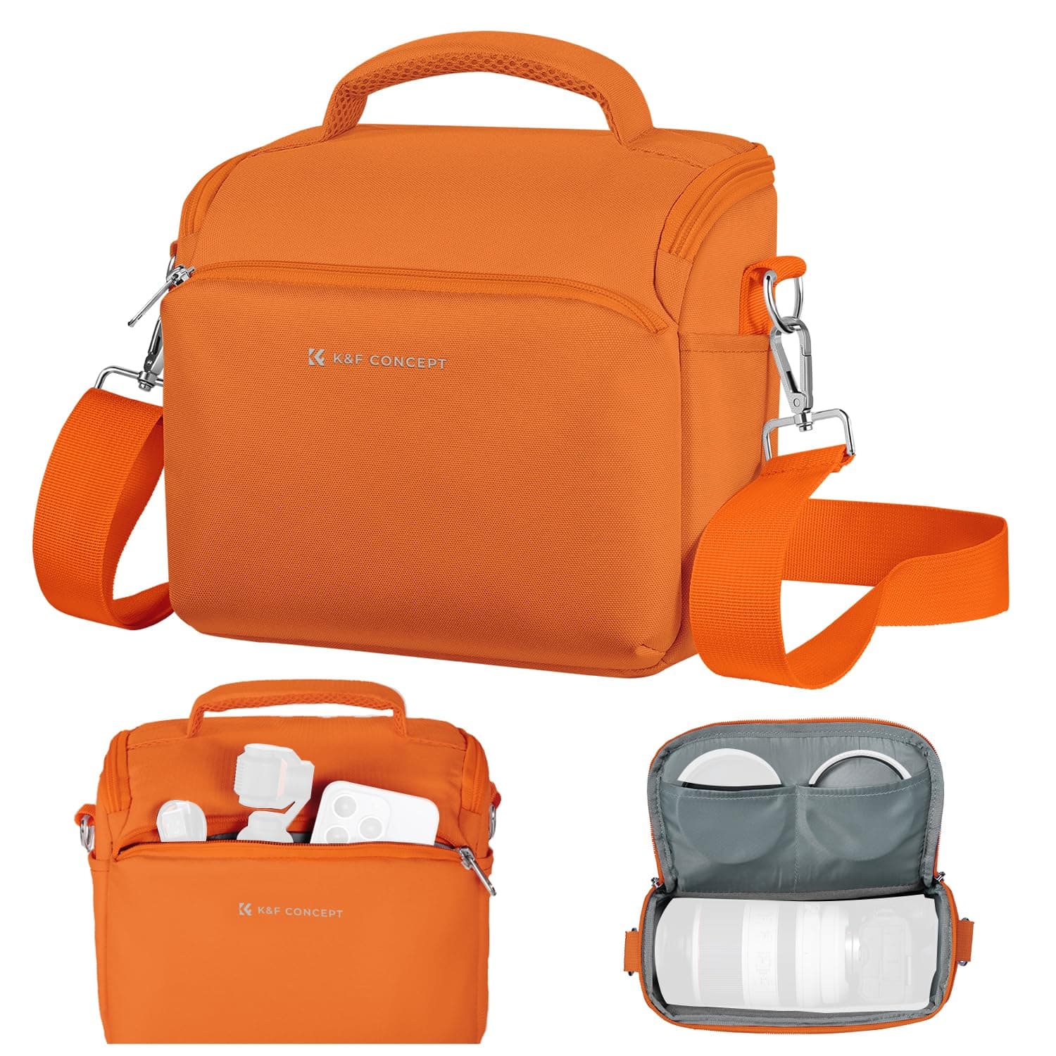 😎 K&F Concept Kamera-Rucksack Schultertasche SLR-Taschen Umhängetasche Liner-Tasche Taschen für Fotografen (Orange) 😎
