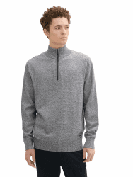 Angebot: TOM TAILOR Denim Herren Basic Troyer Strick-Pullover S 36241 - Navy White Mouline 🧥🔥