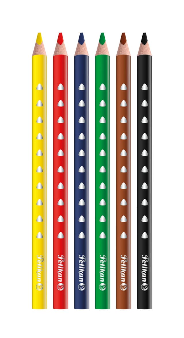 Pelikan Buntstifte-Set Silverino 6-teilig, dreieckig und dick, 6 Farben, Malstifte mit Grip und dreieckigem Schaft 1 stück (6er Pack)