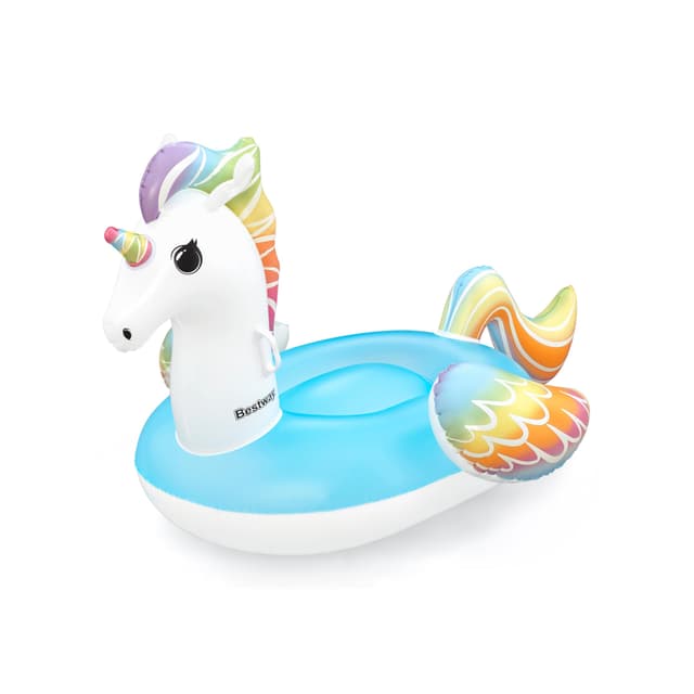 🦄 Bestway Einhorn Pool Float 🌈 Kinder Aufblasbares Reittier mit Griffen 🏖️ Mehrfarbige Aufblasbare Strandspielzeuge