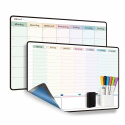 MCCORL Whiteboard Wochenplaner+Monatsplaner abwischbar selbstklebend für die Wand, Glas, Holz und Kühlschrank 📆🖊️