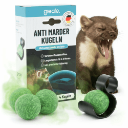 🚗🌿 4X Marderschreck Duft Kugeln inkl. Halterung - Sofortige & langfristige Marderabwehr - Made in Germany