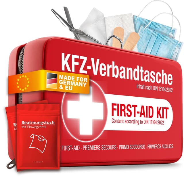 🚗 KFZ Verbandstasche nach neuer Norm 2025 inkl. Beatmungstüchern 🆘🛡️