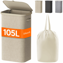 🧺 Lifewit 105L Wäschekorb mit Deckel - Großes Fassungsvermögen und langlebig 🧼 Angebot bei HelloDeals