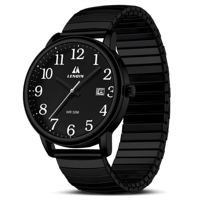 Herren Uhr Herrenuhren Analog Quarzuhr Wasserdicht Armbanduhr ⌚ Easy Reader 38mm Erweiterungsband Fashion Business Armbanduhr mit Datum Alles Schwarz-1