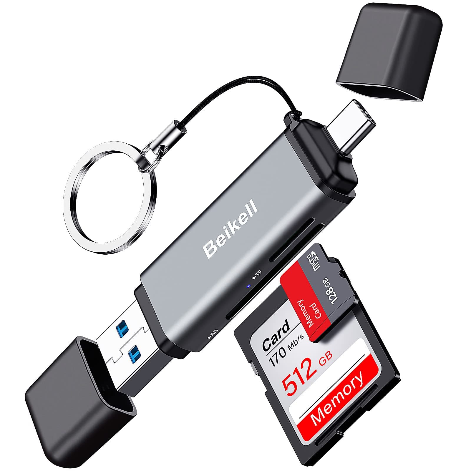 🌟 Beikell SD Kartenleser, Dual Stecker USB 3.0 & Typ C Kartenlesegerät 🌟
