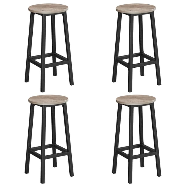 VASAGLE Barhocker, 4er Set, Barstühle, Küchenstühle mit Metallgestell, einfache Montage, 🪑 mit Fußstütze, für Küche, Wohnzimmer, Esszimmer, Greige-klassikschwarz LBC232B02 62 cm H Greige Meliert + Schwarz
