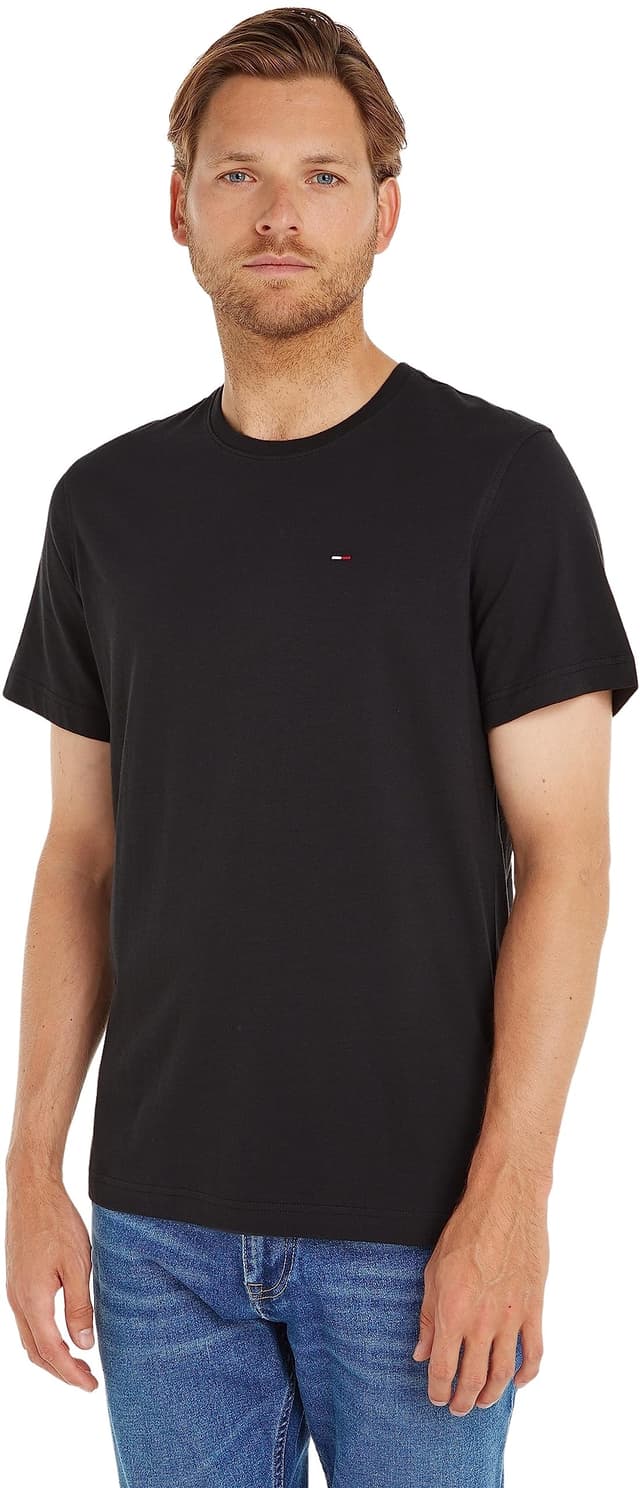 Tommy Jeans Herren T-Shirt Kurzarm Original Slim Fit L Black (Tommy Black) 🖤