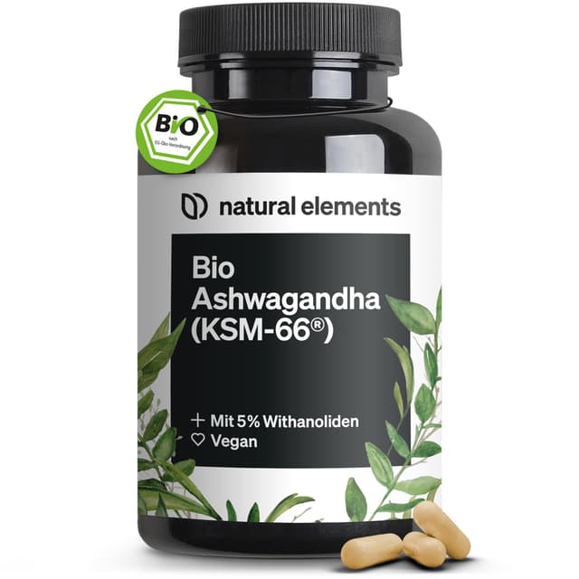 Bio-Ashwagandha – KSM-66® Premiumrohstoff (180 Kapseln) - 5% Withanolid-Gehalt
