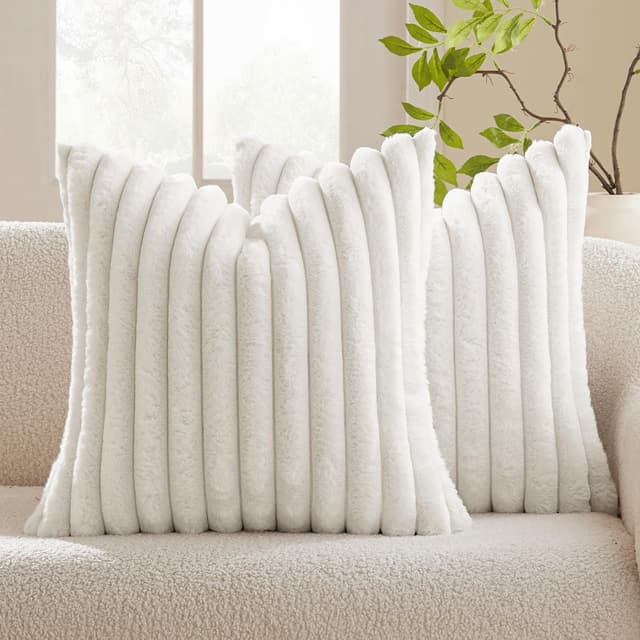 MIULEE Plüsch Kissenbezug 2er Set 40x40 cm Reines Weiß 🛋️