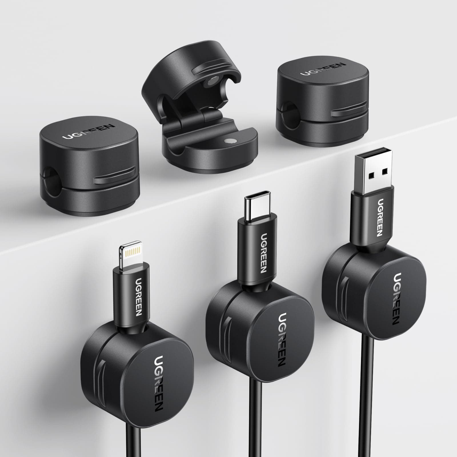 UGREEN 6 Stück Kabelhalter Kabelclips 🎉 Magnetische Selbstklebende Kabel Organizer
