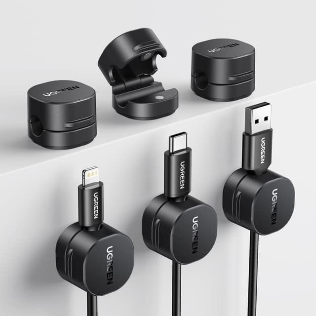 UGREEN 6 Stück Kabelhalter Kabelclips 🎉 Magnetische Selbstklebende Kabel Organizer