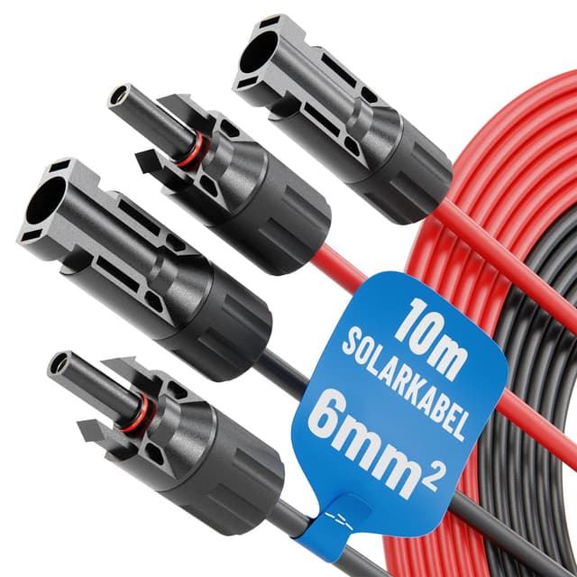 🌞 ABSINA 2X Solarkabel 6mm2 10m H1Z2Z2-K schwarz & rot - PV Kabel 6mm2 10m UV-beständig 🌱
