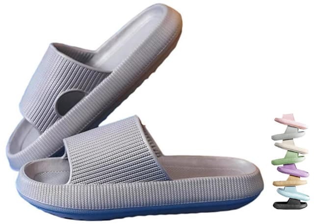 🌟 VEXITO Orthoslipper Original Cloud Cozy Slides Unisex 🌈 Wolkenschuhe Pillow Slippers 🌺 Gr. 34-47 Yz Grau 40/41 EU