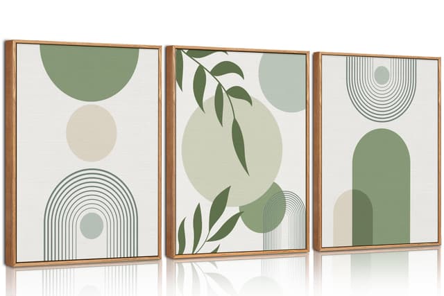 🌿 HPNIUB Weichgrünes Gerahmtes Leinwanddrucke Wandkunst Set 🖼️