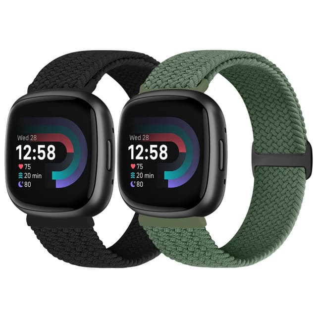 Vodtian Geflochtenes Armband für Fitbit - Schwarz+Oliven ⌚🎉