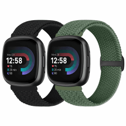 Vodtian Geflochtenes Armband für Fitbit - Schwarz+Oliven ⌚🎉