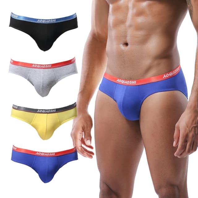 PHOLEEY Herren Modal Mikrofaser Unterwäsche Slips Low Rise Unterstützung Brief Elastischer Bund Slips Unterhose 4er Pack L 4er Pack-mischen