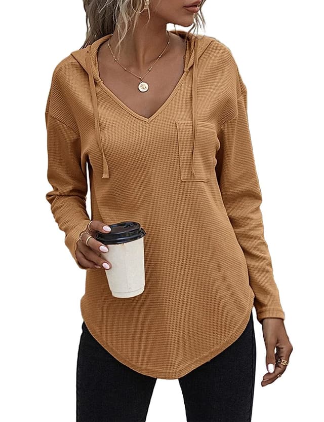 Cuptacc Pullover Damen Hoodie Langarm V Ausschnitt 🧥🌟
