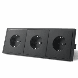 🔌 MVAVA Schuko Steckdose EU-Standard, 3 Fach Unterputz Steckdose, 80mm x 220mm Steckdosen, Einfache Installation, 3-Draht Erforderlich, Schwarz