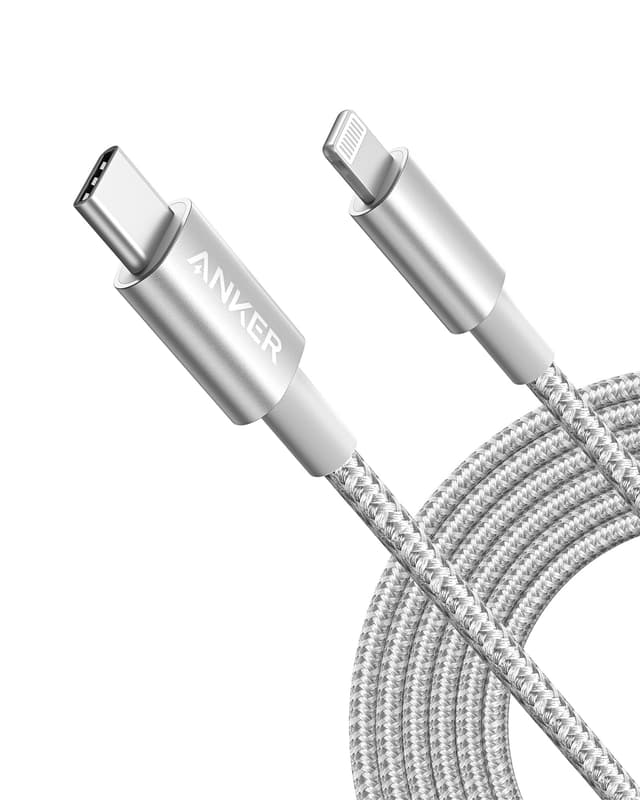 Anker USB C Lightning Kabel, 331 USB C auf Lightning Ladekabel 300cm, MFi zertifiziert, New Nylon Schnellladekabel für iPhone 14/13/12/11 Serie Unterstützt Power Delivery (Silber) 3m Silber