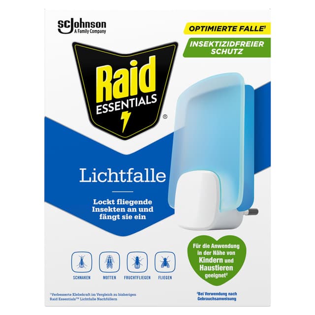 🦟🔦 Raid Essentials Lichtfalle: Insektenstecker zur Bekämpfung fliegender Insekten