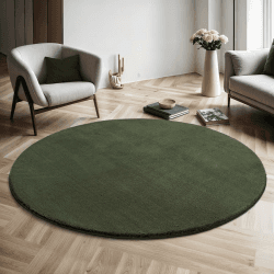 🌟 Angebot: Teppich Relax Moderner Flauschiger Kurzflor Teppich 200 cm Rund Grün-2 🌟