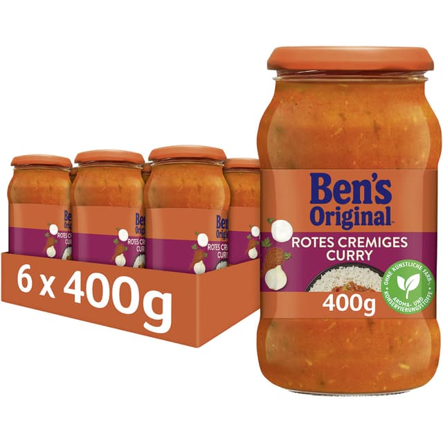 Angebot: BEN'S ORIGINAL Sauce Rotes Cremiges Curry, 6 Gläser (6x 400g) 🌶️🍲