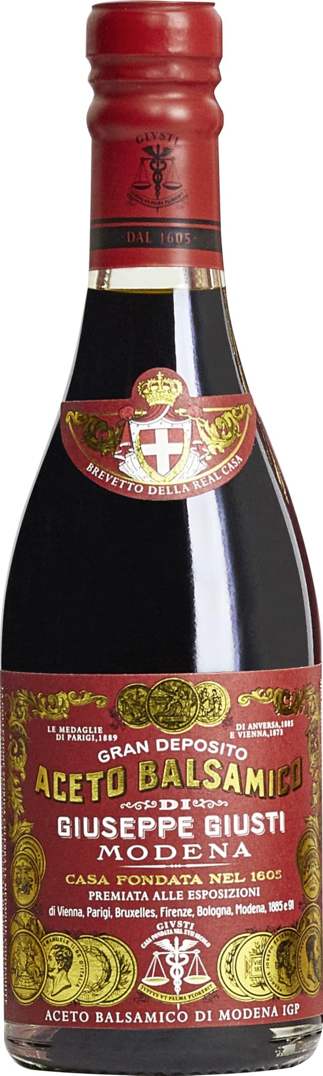 Giusti Aceto Balsamico di Modena – Giusti Balsamico Essig 3 Gold Medaillen in Traditionsflasche (1 x 0.25 l) 🌟🍇