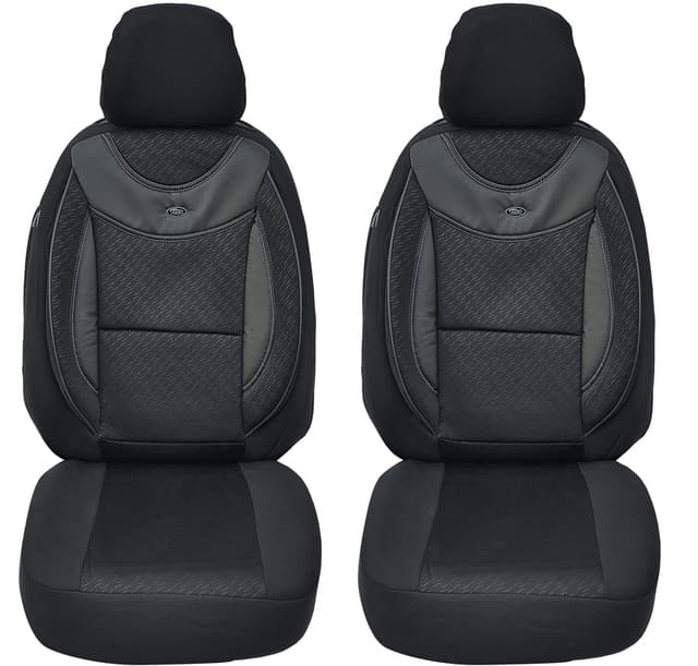 🔥 BREMER SITZBEZÜGE Maß Auto Schonbezüge kompatibel mit Skoda Kamiq Fahrer & Beifahrer Set ab 2019 in Schwarz (G102)
