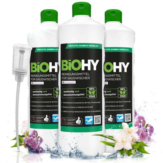 Angebot: BiOHY Reinigungsmittel für Saugwischer mit Frühlingsduft (3 x 1 Liter) + Dosierer
