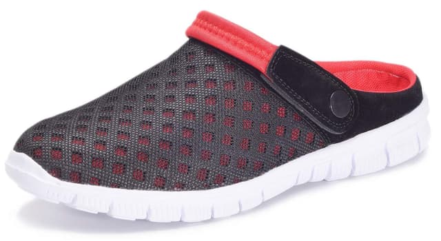 Damen Herren Clogs Hausschuhe Gartenschuhe Sommer Badelatschen Strand Schuhe Sandalen Pantoletten 42 EU Rot 🩴