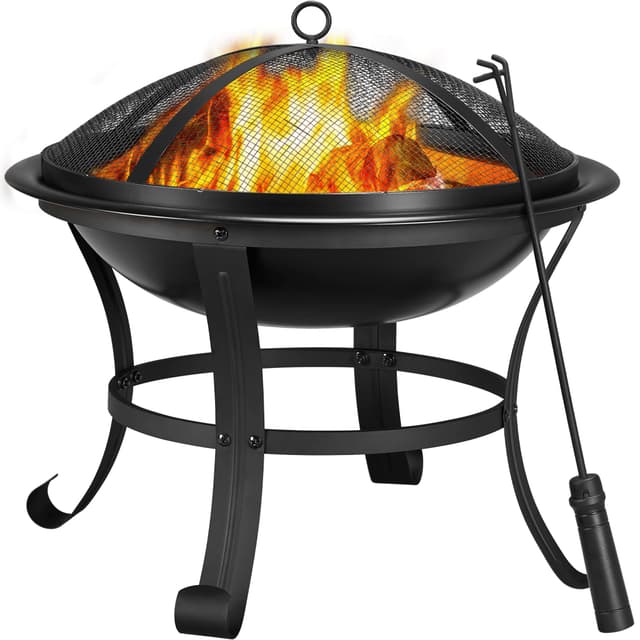 🔥 Yaheetech Ø 54cm Feuerschale mit Funkenschutz | Outdoor Feuerstelle | Fire Pit für Garten und Camping