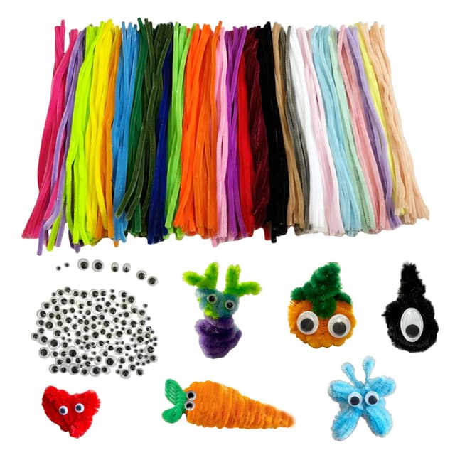 🌈 LGIFUTMAX 450 Stück 300 Pfeifenputzer zum Basteln 30Farben Pfeifenreiniger Chenilledraht 30cm,150 Selbstklebende Wackelaugen 🎨