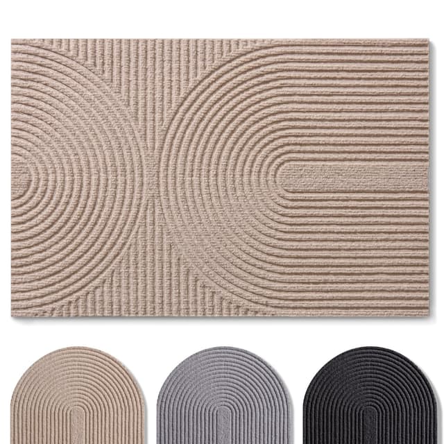 Blumtal Fußmatte 40x60 cm - Rutschfeste Schmutzfangmatte 🌟 - Fußabtreter mit Muster 🏠 - Fußmatten Haustür 🚪 - Türmatte aus Polyester - Fußmatte innen/Schmutzfangmatte außen - Fußabstreifer Beige 40x60cm Beige Wellen