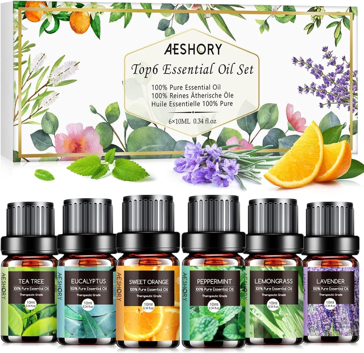 AESHORY Ätherische Öle Set für Diffuser 6 x 10ML 🌿🎁