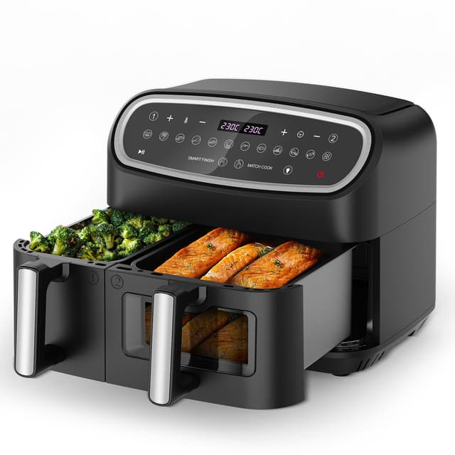 🔥🍟 Gidgimo Heißluftfritteuse 2 Kammern 10L XXL Air Fryer 🍲🍗