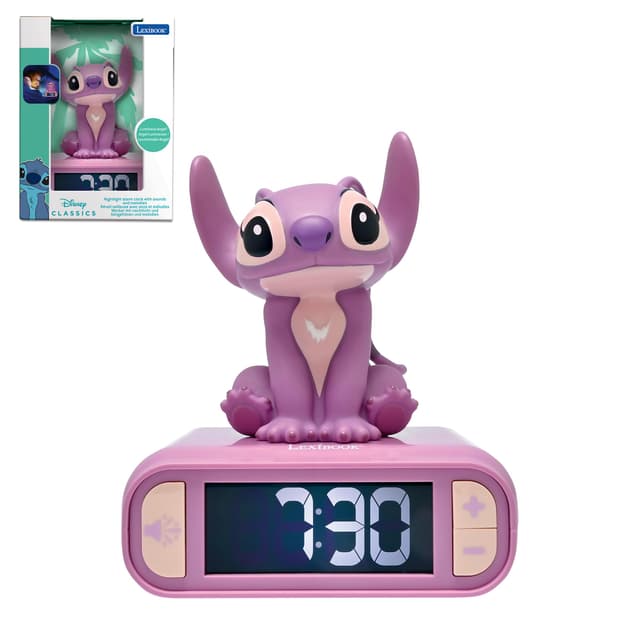 Lexibook Disney Stitch Angel Nachtlicht-Wecker 🌟 Schlummerfunktion und stitch-inspirierte Töne 🌙